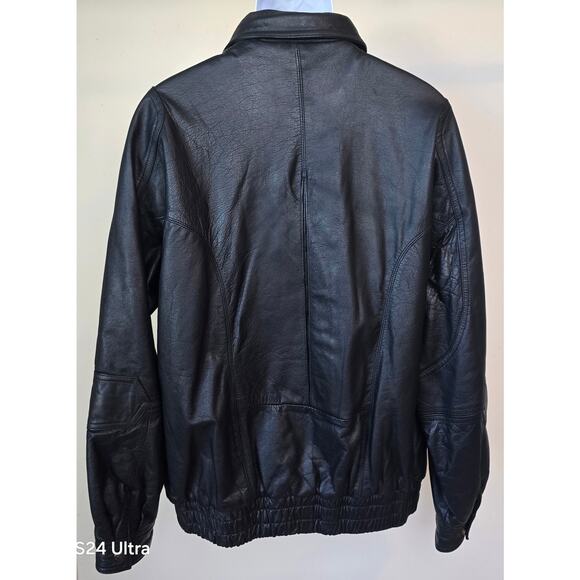 Marco Serafino Insulated Bomber Jacket Black Soft Leather Zippered Coat Men's 1X - Picture 2 of 8